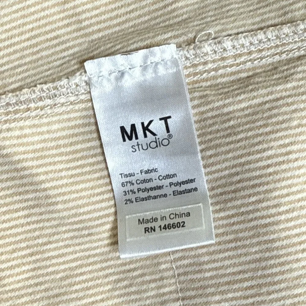 MKT‎ Studio Pinstripe Pants Size 10 US NWT Pale Yellow White Lightweight